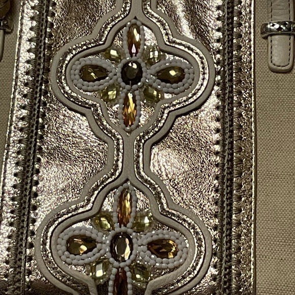 Brighton Kenya Zip Top Canvas Tote Purse Handbag - Picture 2 of 7